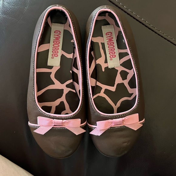 🟤GYMBOREE: Girl size 10, brown slide-on flats w/pink bows, preowned🟤 - Picture 4 of 9